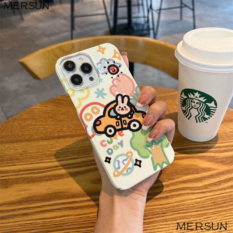 Ốp Điện Thoại Cứng Họa Tiết Cô Gái Và Chú Thỏ Dễ Thương Cho Iphone 14pro x12 / 8P11Max13