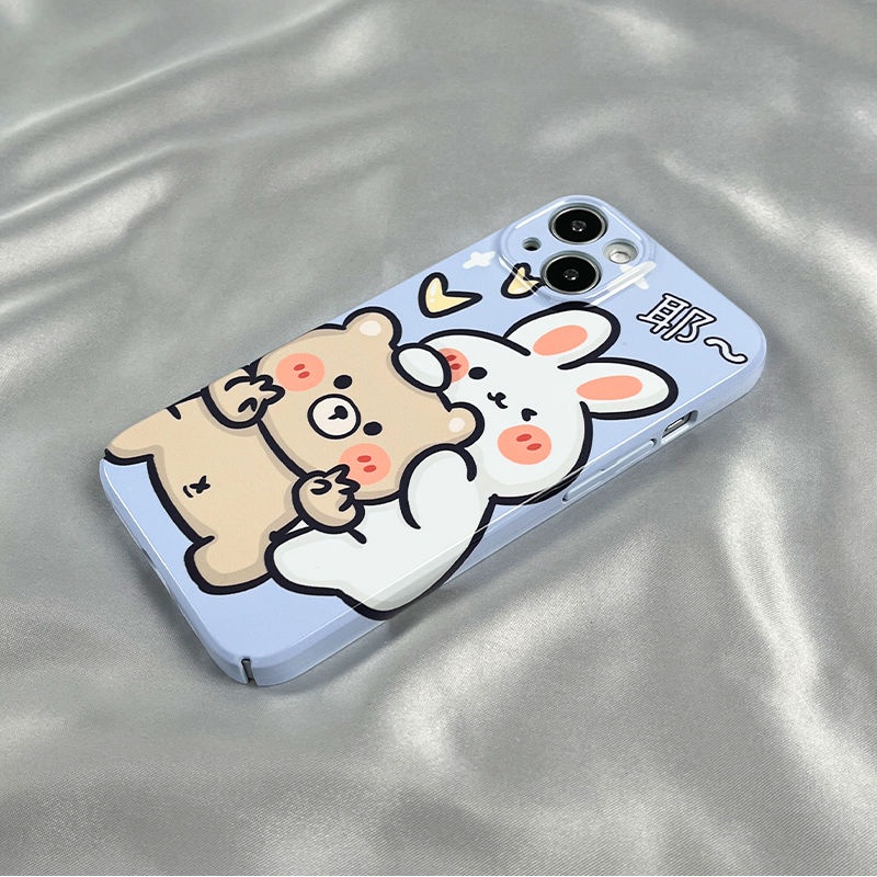 Ốp Điện Thoại Cứng Họa Tiết Thỏ / Gấu Dễ Thương Cho Iphone Xr7 811 13 14Pro xs 12 GTS0
