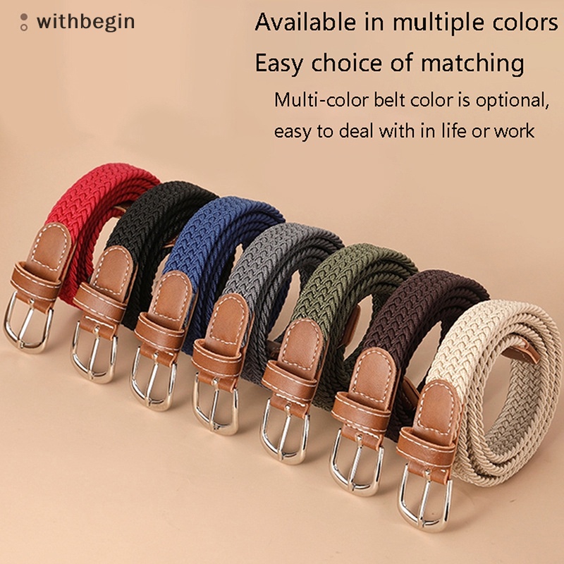 1 Thắt Lưng Vải Canvas Bện Co Giãn Khóa Kim Loại Thời Trang Cho Nam Nữ