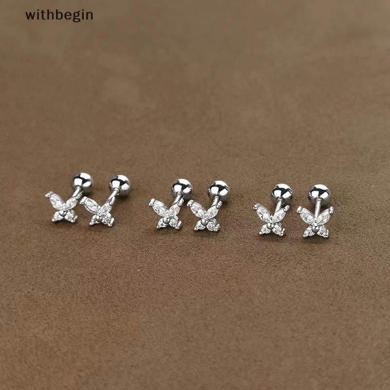 1 Đôi Bông Tai Hình Bươm Bướm Đính Đá Zircon Thời Trang Dành Cho Nữ