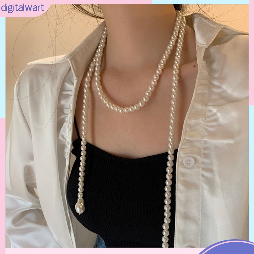 Vòng Cổ Choker Dài Nhiều Lớp Đính Ngọc Trai Nhân Tạo Phong Cách Vintage Cho Nữ