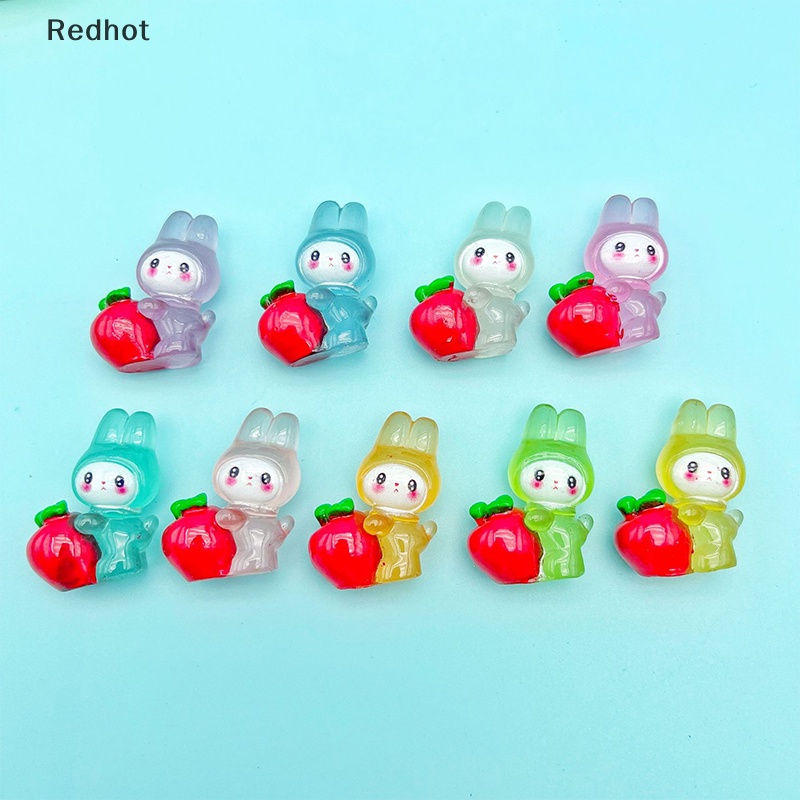 &lt; Redhot &gt; Bộ 2 Búp Bê Thỏ Hoạt Hình Dạ Quang Trang Trí Tiểu Cảnh