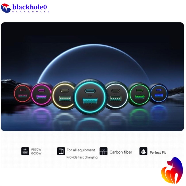 Bộ Sạc Nhanh 60w Qc3.0 Pd 7 Màu Sắc Công Suất Cao Chuyên Dụng Cho Xe Hơi