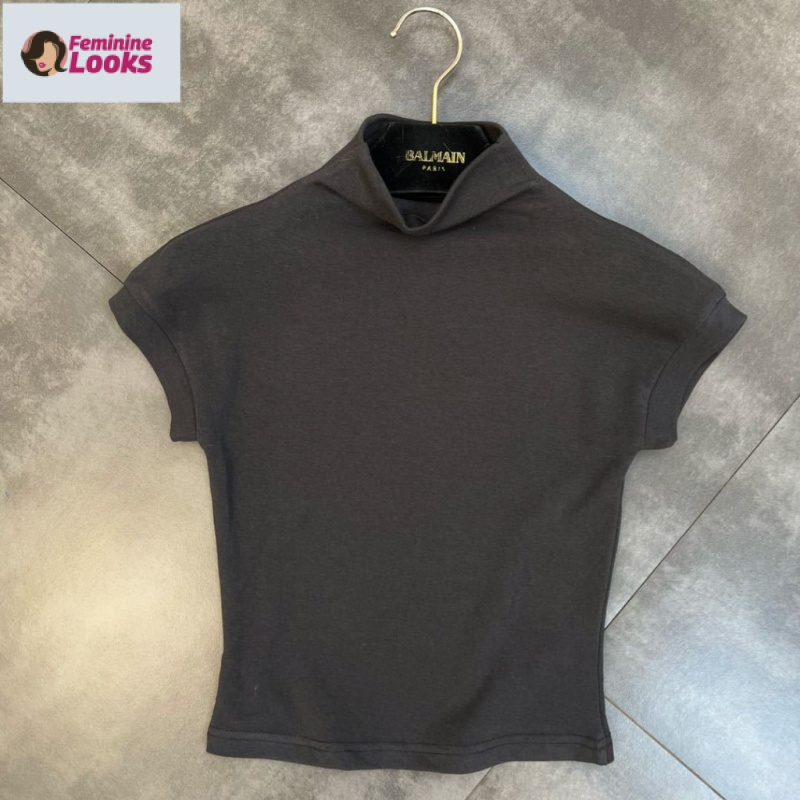 Áo Thun Tay Ngắn Cổ Cao Dáng Ôm Quyến Rũ Trẻ Trung Cho Bạn Gái