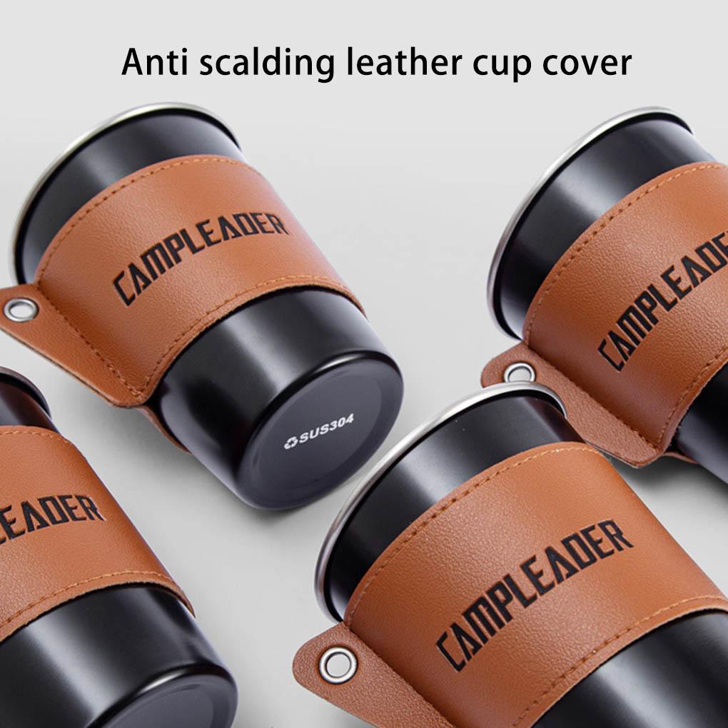 Bộ 4 Cốc Uống Rượu / Bia 350ML Bằng Thép Không Gỉ In Họa Tiết Tiện Dụng Mang Theo Du Lịch / Cắm Trại