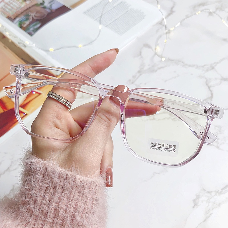 Mắt Kính Gọng Đôi Trong Suốt Phong Cách Hàn Quốc Vintage Thời Trang Cho Nam Nữ