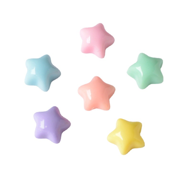 Set 10 Phụ Kiện Trang Trí Điện Thoại Hình Ngôi Sao Màu Trơn Dễ Thương DIY