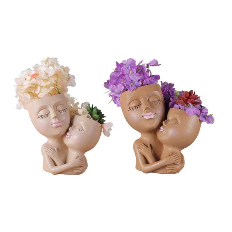 Chậu Hoa Bằng Nhựa Resin Hình Cặp Đôi Độc Đáo Trang Trí Sân Vườn