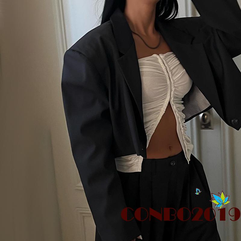 Hgm Áo Ống Dệt Kim Quấn Dây Hở Lưng Cắt Xoắn Phía Trước Cho Nữ