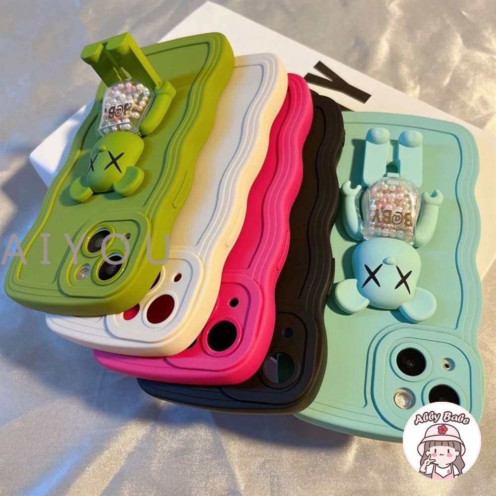 Ốp Điện Thoại TPU Mềm Bo Viền Hình Kaws Màu Macaron Gắn Giá Đỡ Chống Sốc IPhone 14 Pro Max 11 12 11 Pro Max X XS 7Plus