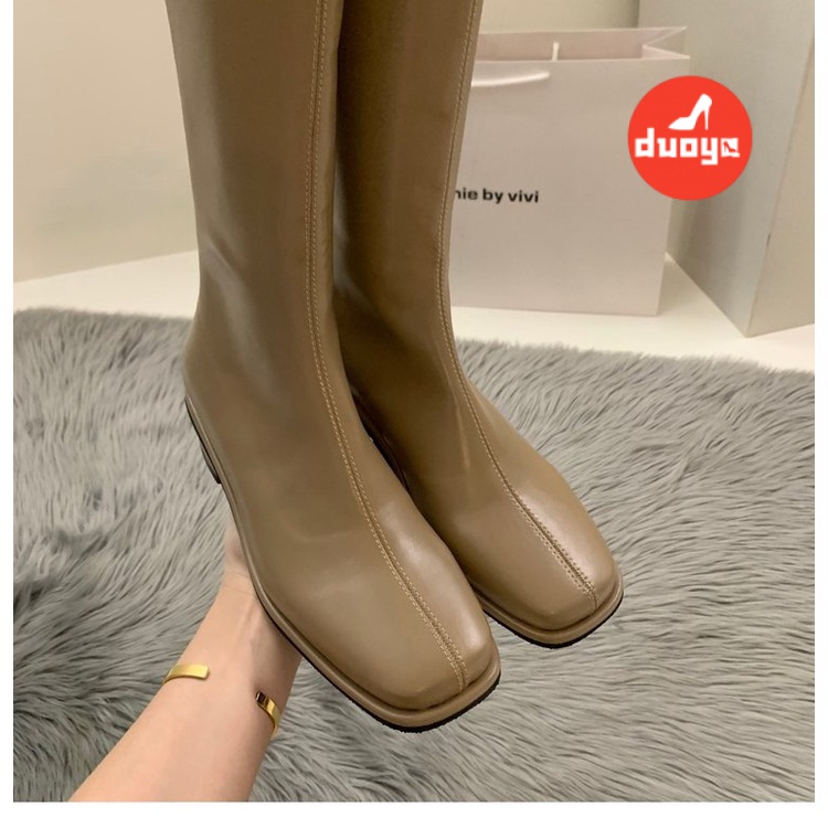 Đôi Giày Bốt Da PU Đế Thấp Lót Lông Cừu Dày Dặn Phối Khóa Kéo Thời Trang Thu Đông 2022 Cho Nữ (Hàng Có Sẵn) 3cm Gót Chân Mùa Đông Miễn Phí Vận Chuyển