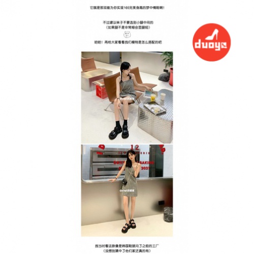 Duoya Tóc Thẳng ~ [Hàng Có Sẵn] Sandal Đế Xuồng Hở Ngón Tăng Chiều Cao Có Khóa Cài Phong Cách Preppy Hợp Thời Trang Miễn Phí Vận