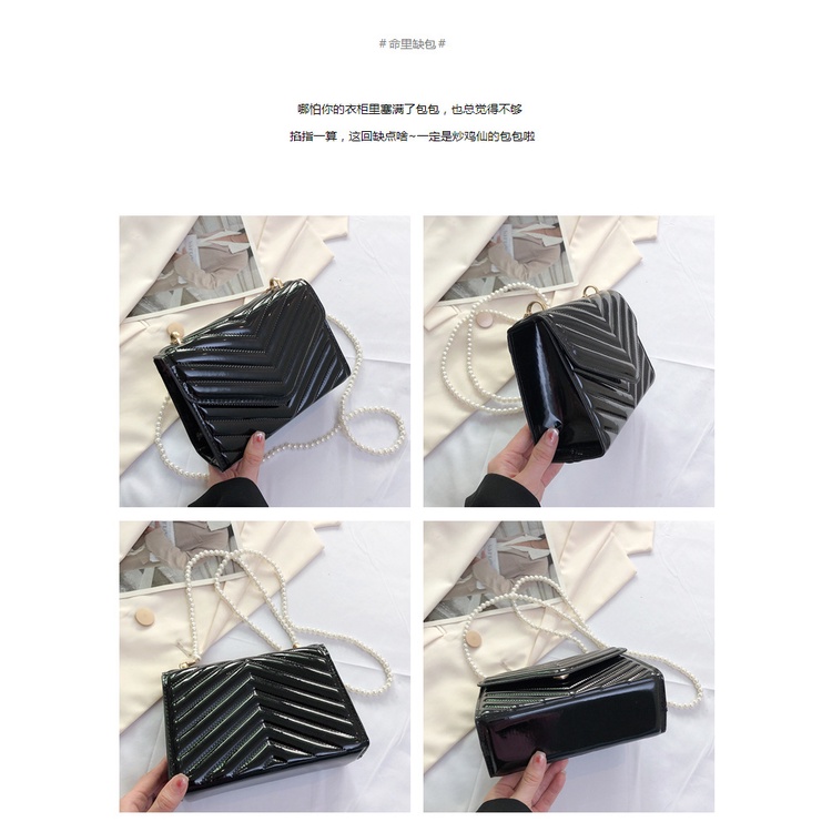 Túi Xách JASMIN NOIR Da Bóng Họa Tiết Kẻ Sọc Thời Trang Hàn Quốc Cho Nữ