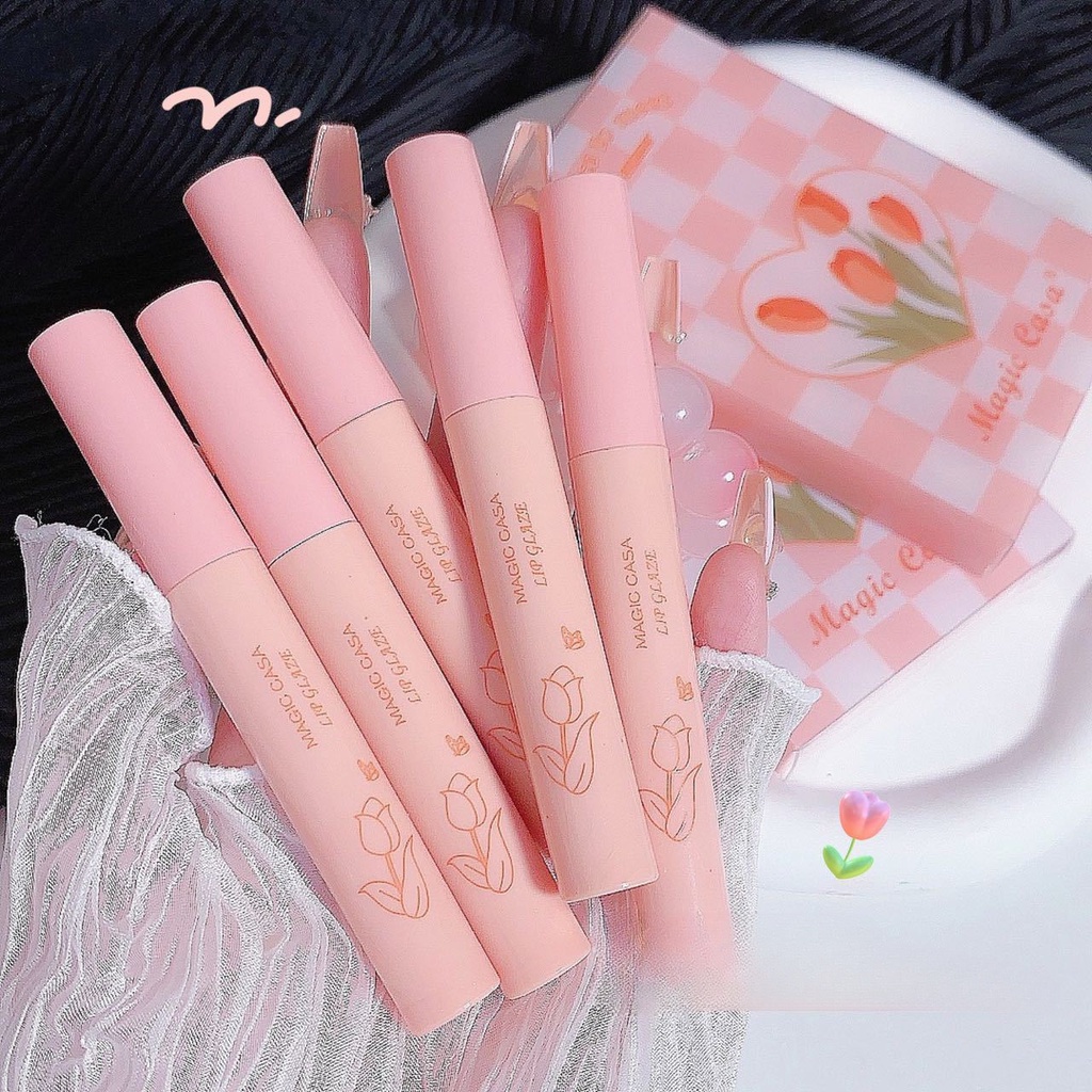 Bộ Son Kem Lì Kháng Nước Lâu Trôi Và Lên Màu Đẹp Set 5 Son Môi AGIC CASA Chống Thấm Nước Cao Cấp