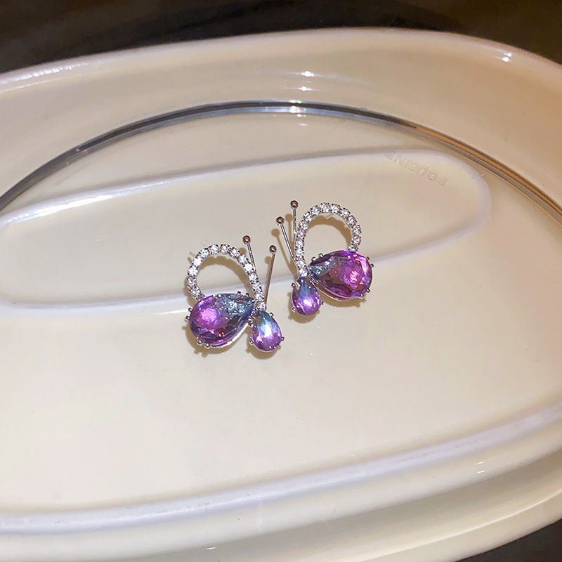 1 Đôi Bông Tai Hình Giọt Nước Đính Kim Cương Màu gradient Sang Trọng