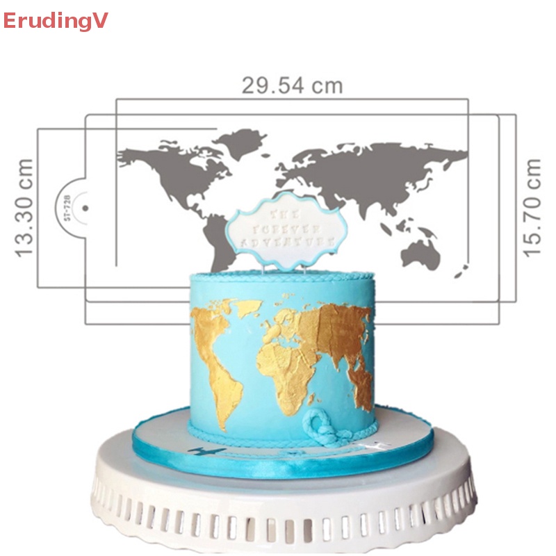 [ErudingV] Khuôn Mẫu Vẽ Bản Đồ Trái Đất Trang Trí Bánh Kem DIY