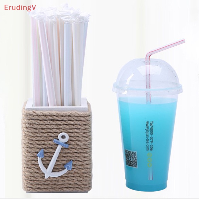 Set 100 Ống Hút Nhựa Linh Hoạt Dùng Một Lần Kèm Giấy Gói Cá Nhân