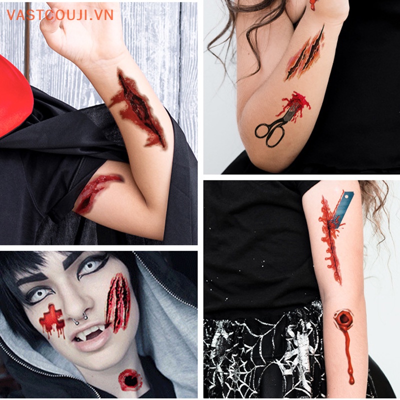 1 Tấm Hình Xăm Dán Vết Thương Máu Chống Nước Dùng Hóa Trang Halloween