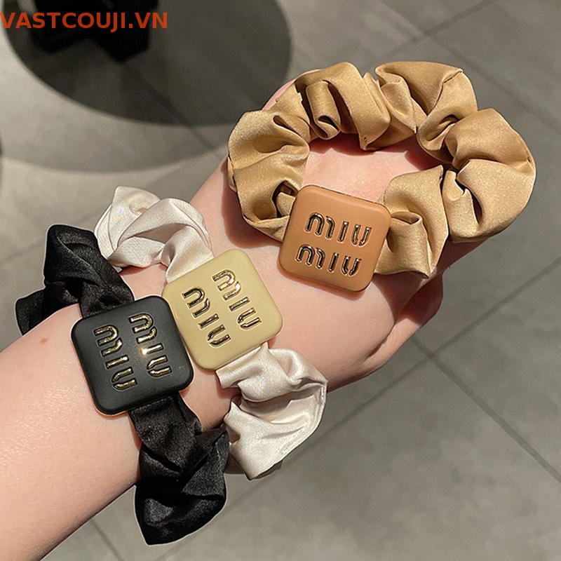 Dây Cột Tóc Lụa Sa Tanh Co Giãn Màu Trơn In Chữ VASTJI Cho Nữ