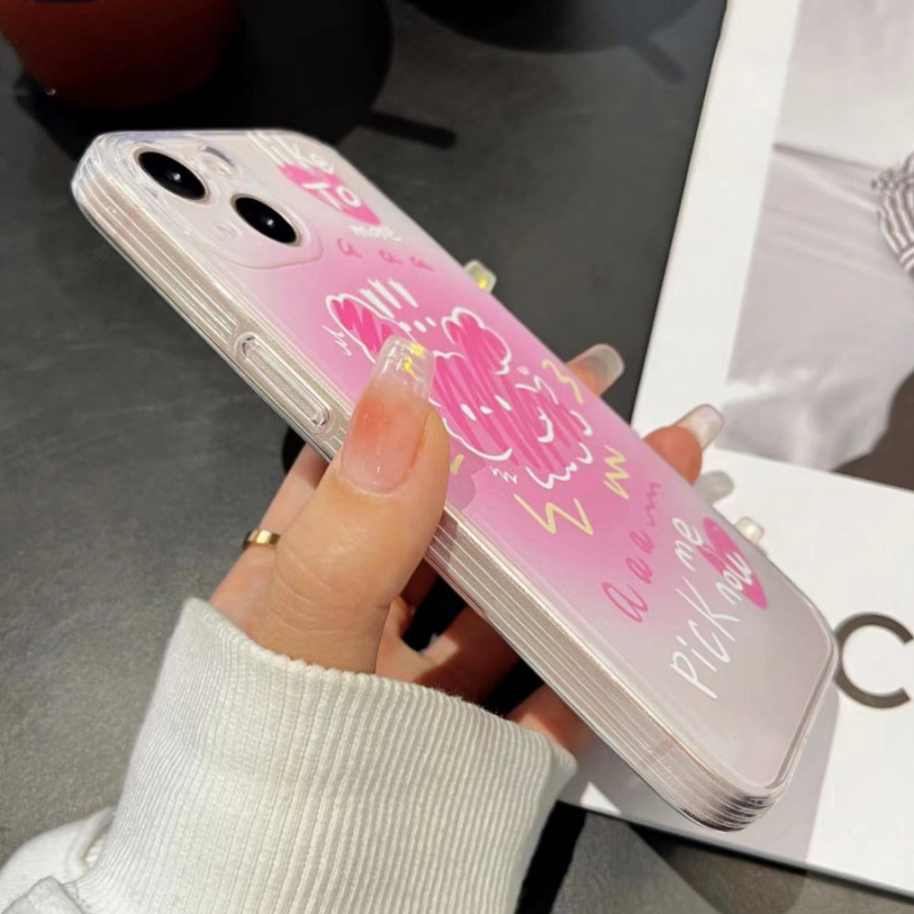 ✅Ốp Điện Thoại Màu Hồng Trong Suốt Hình Chú Chó Cho Iphone 12 promax 13Pro 1114 1ECL