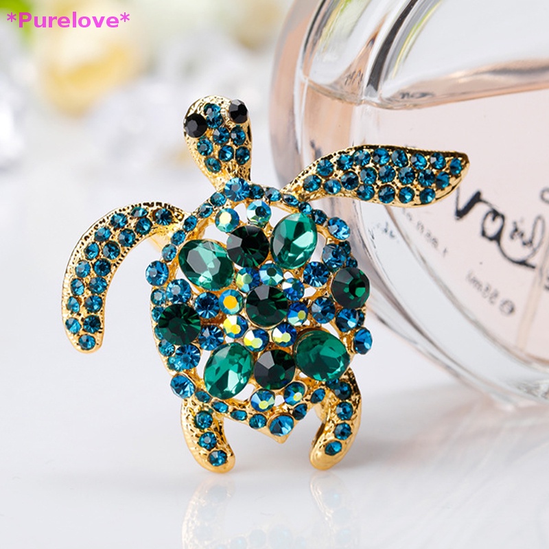 Ghim Cài Áo Hình Rùa Biển Đính Đá Xanh Lá Thời Trang Cho Nữ Mới