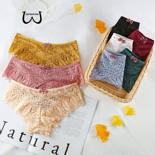 Quần Lót Ren Không Đường May Lưng Cao Thoáng Khí Nhanh Khô Chống Chảy Xệ Đính Nơ Quyến Rũ Cho Nữ