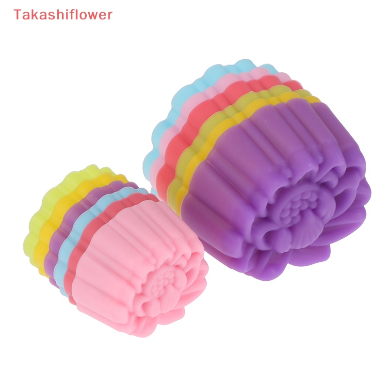 Bộ 5 Khuôn Silicone 3 / 5cm Hình Hoa Sen Làm Bánh Muffin Chống Dính Có Thể Tái Sử Dụng