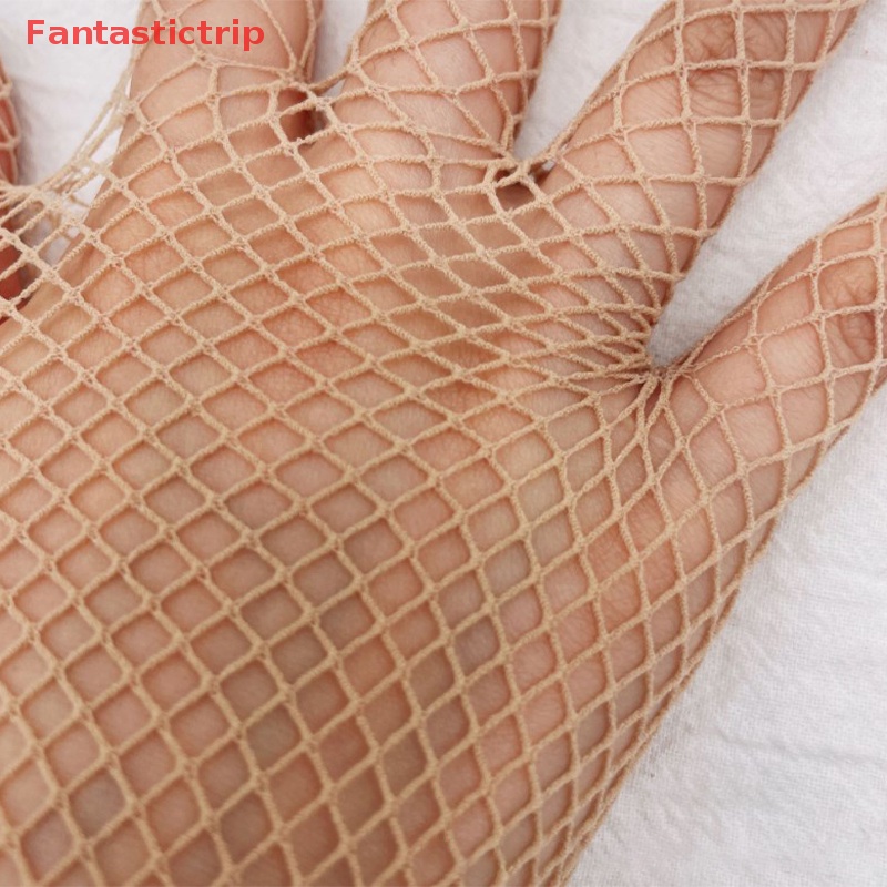 [Fantastictrip] Găng Tay Lưới Dài Hở Ngón Hóa Trang Màu Đen Trắng Đỏ Mới Cho Nữ