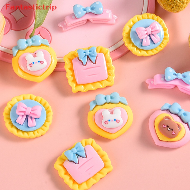 [Fantastictrip] Set 10 Tượng Nhựa Resin Mini Hình Thỏ Thắt Nơ Sau Lưng Trang Trí Nhà Cửa / Xe Hơi DIY Mới