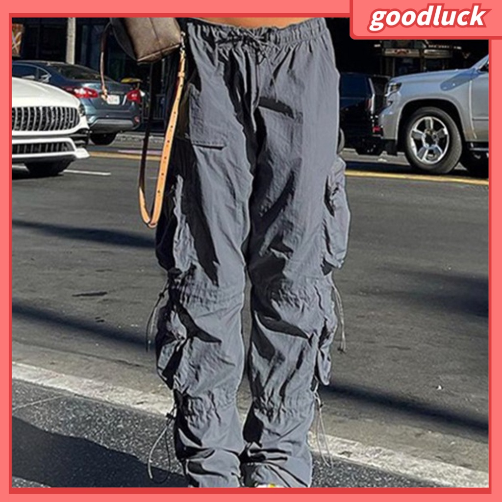 Quần Dài Dây Rút Màu Trơn Lưng Thun Nhiều Túi Thời Trang Mùa Hè Cho Nữ