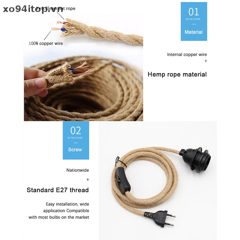 Đuôi Đèn Dây Xoắn 2 Lõi 3M E27 2M Kèm Công Tắc Tiện Dụng