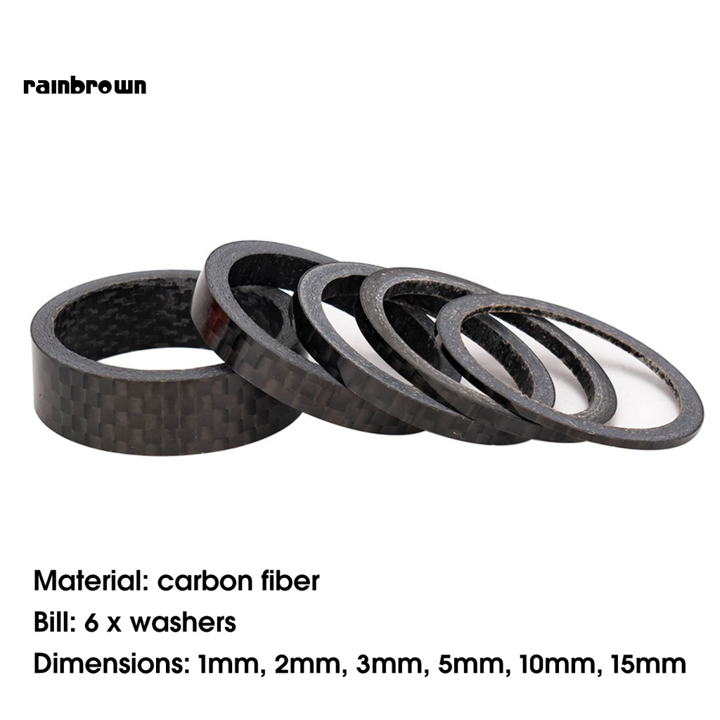 Bộ 6 Vòng Đệm Thân Xe Đạp Bằng Sợi Carbon Chống Mòn Đa Năng