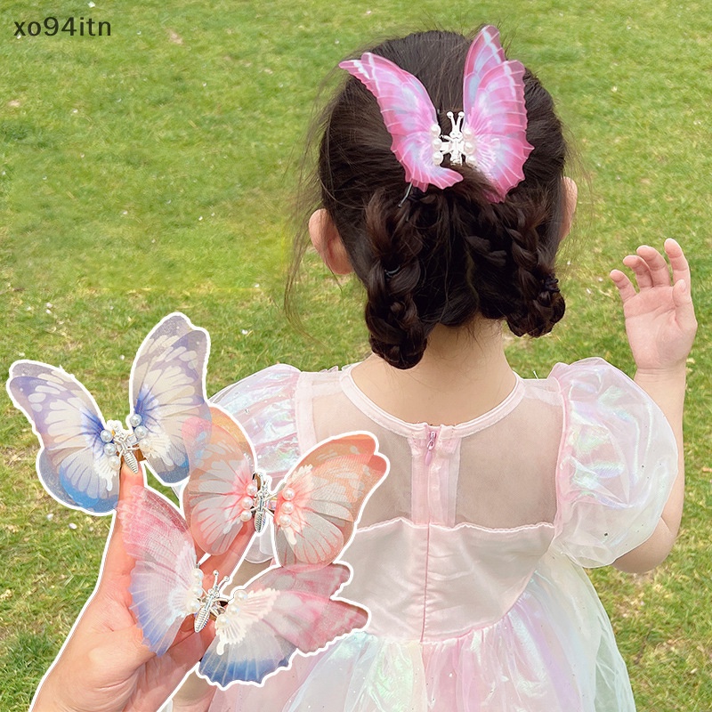 Kẹp Tóc Hình Cánh Bướm Đính Ngọc Trai Xinh Xắn Cho Bé Gái