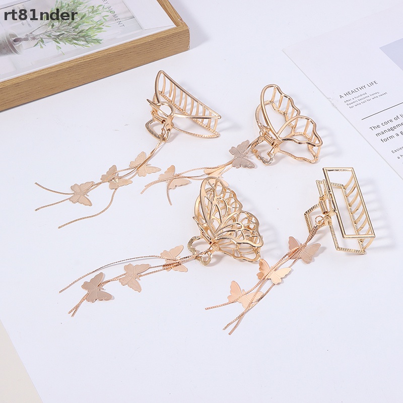 Kẹp Tóc Hình Bướm Lớn Màu Vàng Đính Ngọc Trai Phong Cách Vintage Thanh Lịch