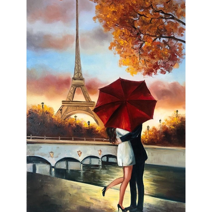 Bộ Tranh Đính Đá 5D Họa Tiết Tháp eiffel / Hình Tròn Độc Đáo Diy 30 * 40 CM DZDP14648