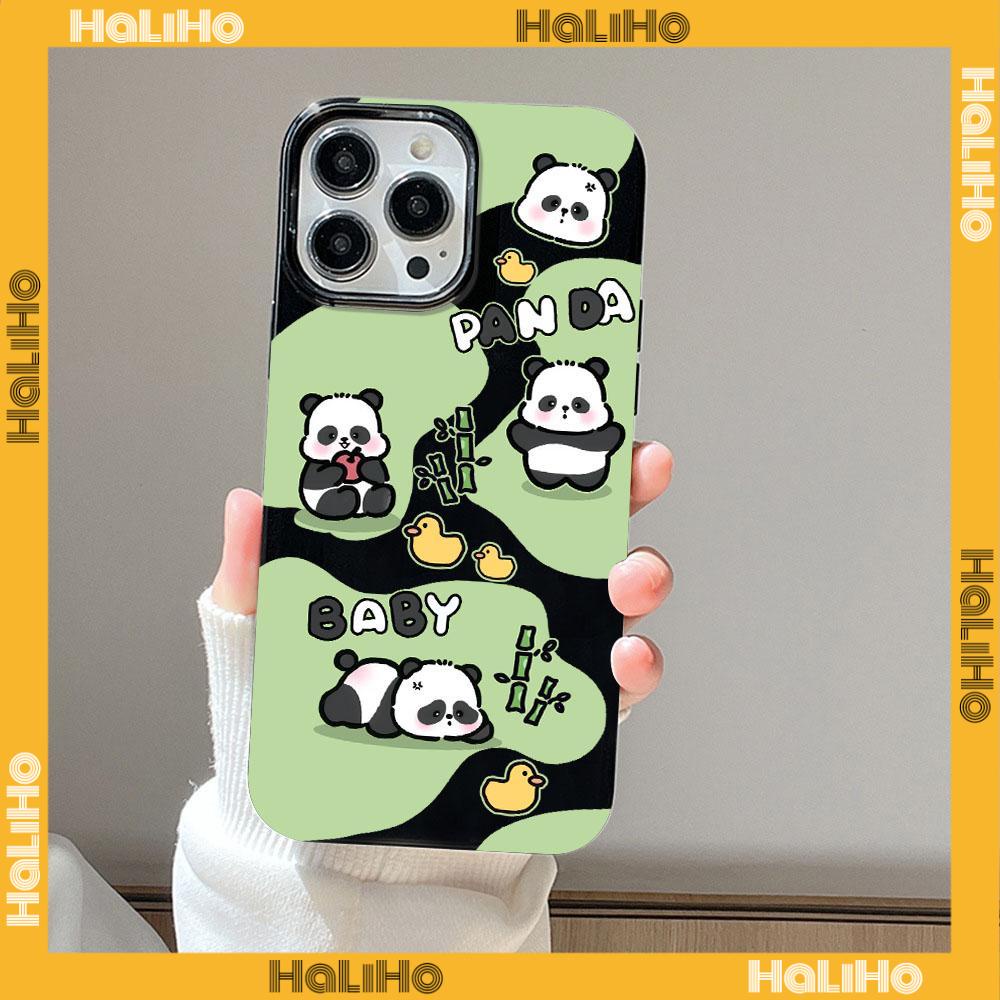 For iPhone 11 iPhone Case Black Glossy TPU Soft Case Shockproof Protection Camera Cute Lazy Four Pandas Compatible with iPhone 14 13 Pro max 12 Pro Max 11 xr xs max 7Plus 8Plus