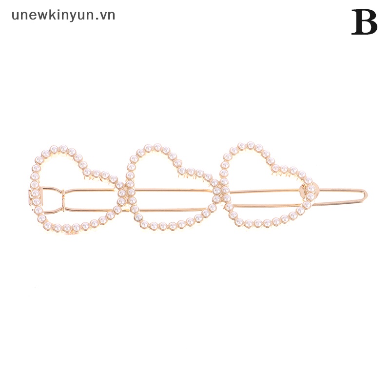 1 Kẹp Tóc Hình Chiếc Quạt / Trái Tim Đính Ngọc Trai Giả Thời Trang Cho Nữ