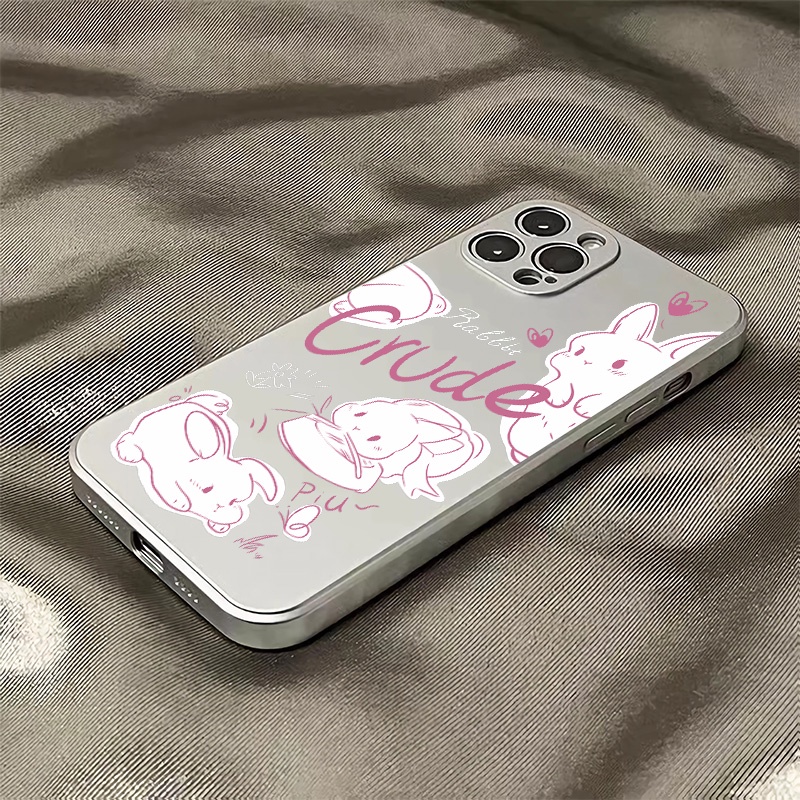 Ốp Điện Thoại TPU Silicone Mềm Mạ Điện Chống Sốc In Hình Thỏ Đáng Yêu Cho IPhone 14 11 13 12 Pro Max XS XR X 8 + 7 6S Plus