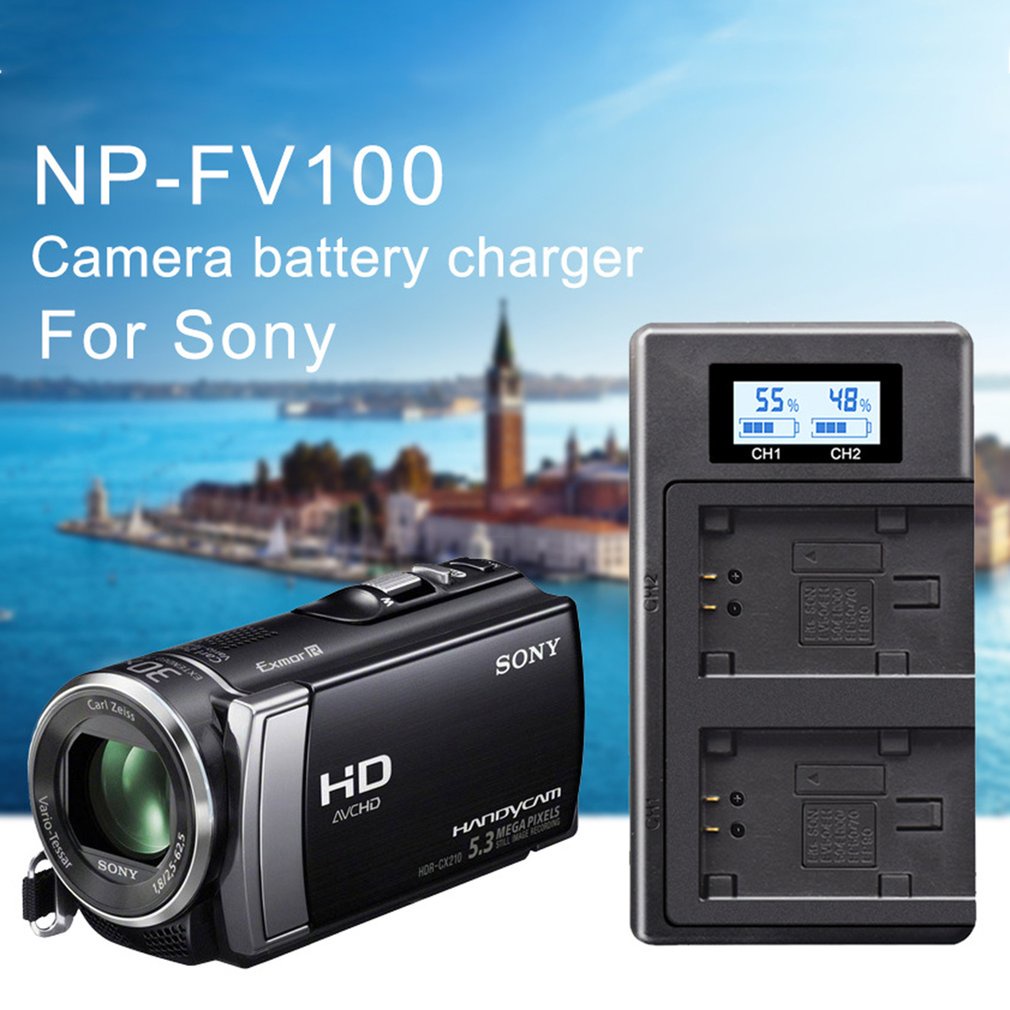 Durable Lcd Smart Digital Charger Np-Fh70 Can Be Charged Fv90 Fv70 Fh100 Fv100 Fh50 Display 5V [Q/13]