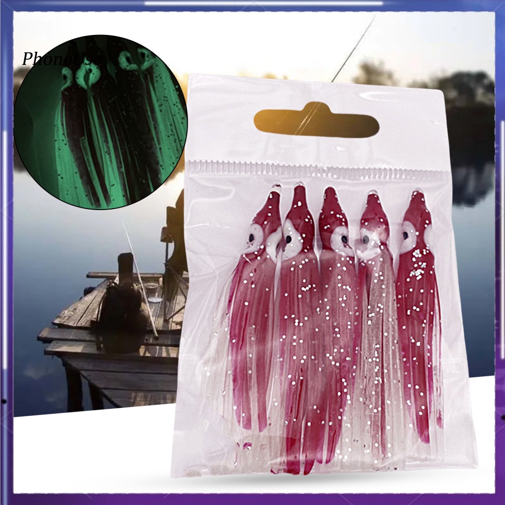 Bộ 5 Mồi Câu Cá Giả Hình Bạch Tuộc Mềm Hiệu Ứng Dạ Quang