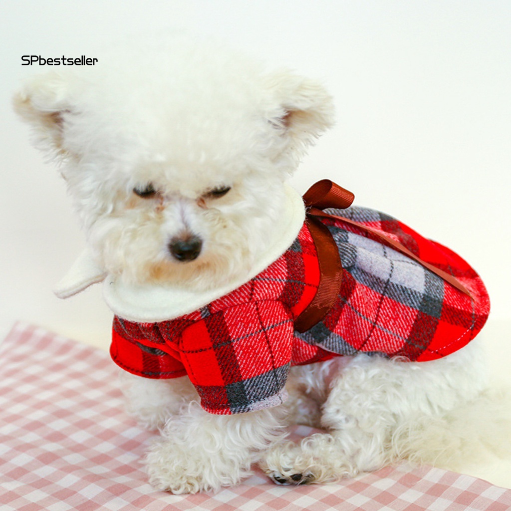 Spbestsellkr Váy Giữ Ấm Mùa Đông Thiết Kế Caro Nhỏ Giản Dị Dành Cho Thú Cưng Mặc Hàng Ngày