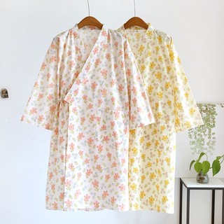 Áo Choàng Tắm Kimono Bằng Cotton Nguyên Chất Buộc Dây Dáng Dài Qua Gối Phong Cách Nhật Bản Thời Trang Xuân Thu Cho Nữ