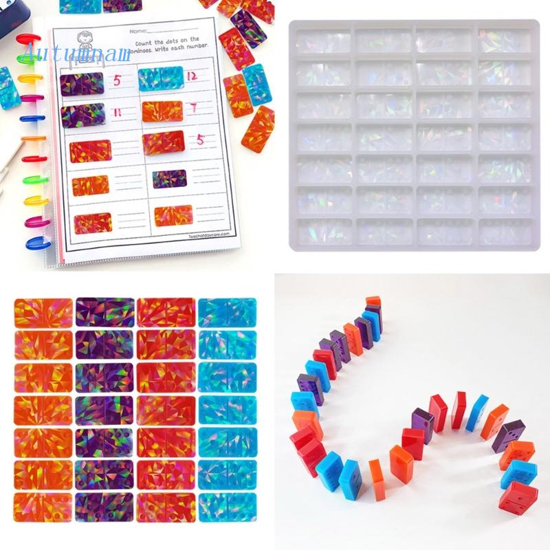 Khuôn Silicone Làm Trang Sức Epoxy Resin Thủ Công Hình Quân Cờ Domino Ánh Sáng Và Ánh Sáng Diy