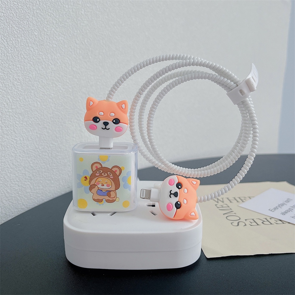 1 Bộ Sạc Mengmenglong Bằng Silicon tpu Mềm Chống Sốc Hình Hoạt Hình Dễ Thương Cho iphone / ipad 18W / 20W