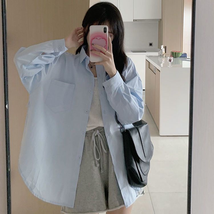 Áo Sơ Mi Dài Tay Dáng Rộng Thời Trang Mùa Xuân Hàn Quốc Dành Cho Nữ