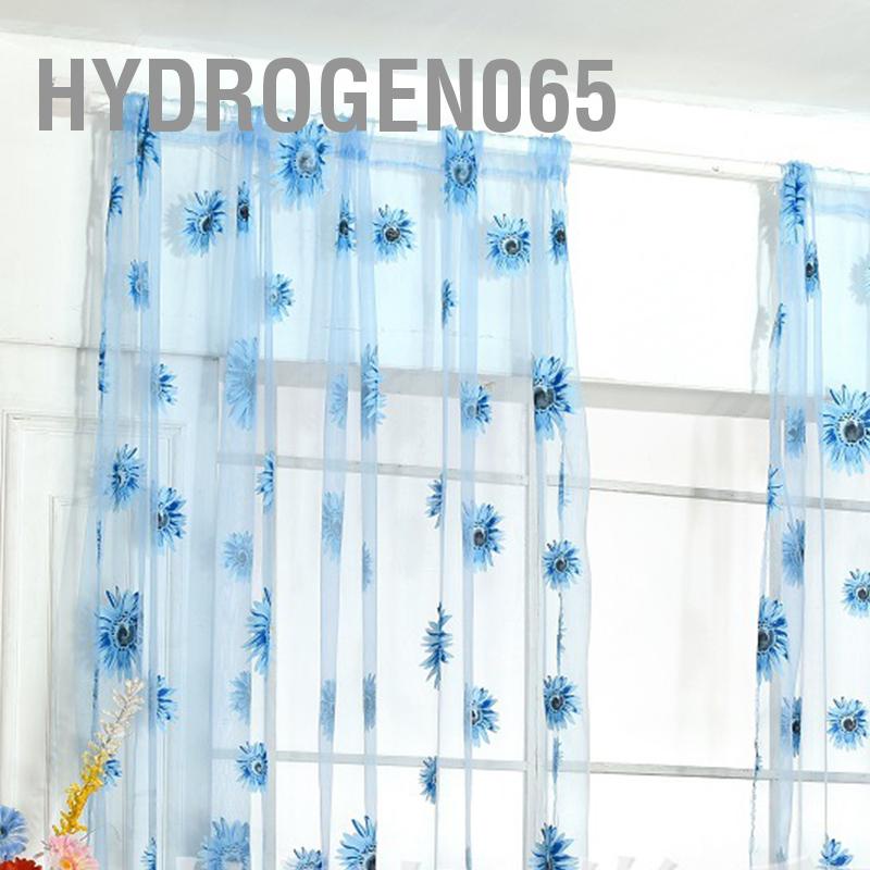 Hydrogen065 Họa Tiết Hoa Hướng Dương Màn Trang Trí Nhà Cửa Sợi Polyester Sổ Tuyn Organza