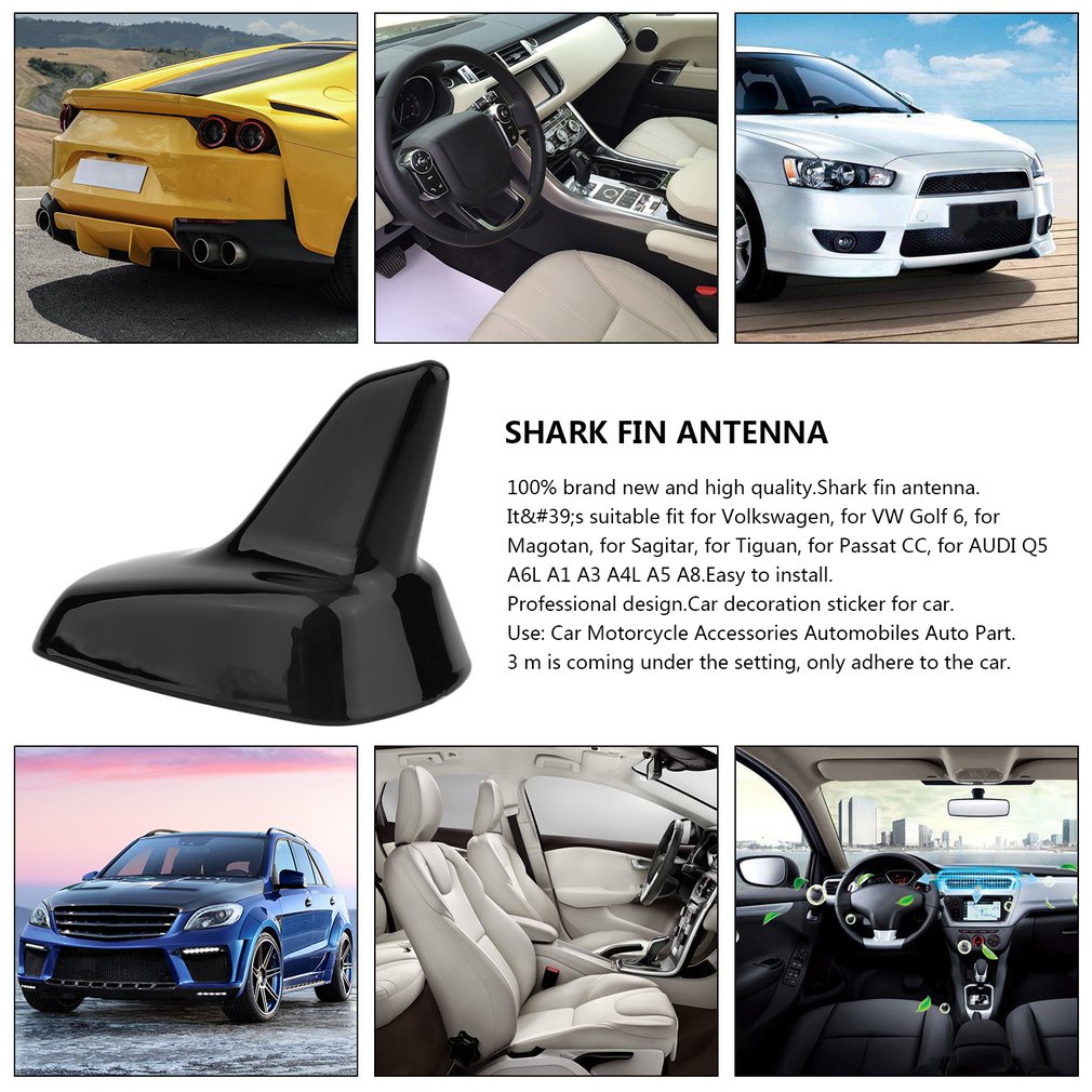 1Pc Car Roof Decoration Shark Fin For Volkswagen Vw Golf 6 Tiguan Audi A4L A6L Q5 A1 A3 A5 A8 [Q/2]