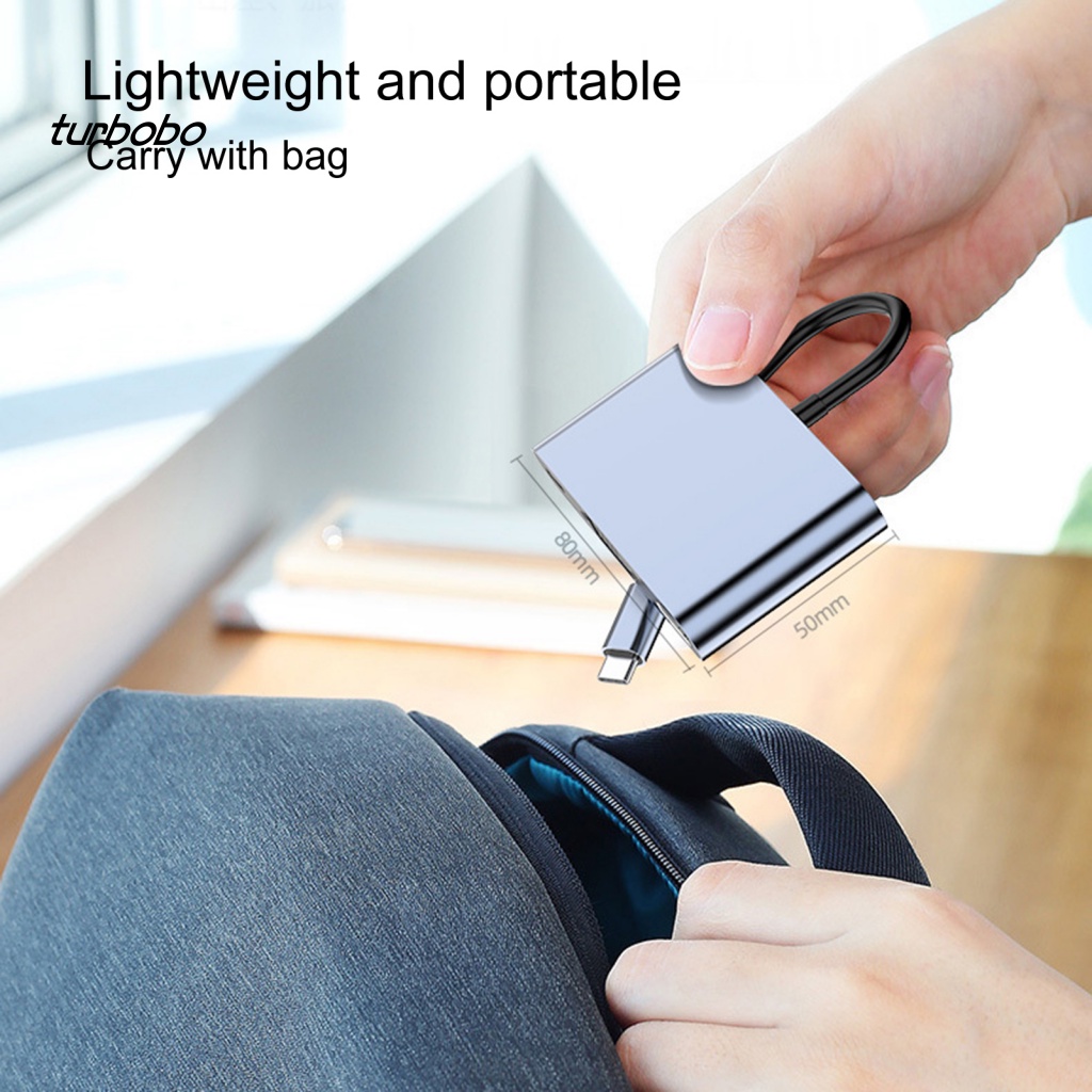 Turbobo Bộ Chia Cổng USB Type-C HDMI 3.5mm USB3.0 4K Bằng Hợp Kim Nhôm Chất Lượng Cao