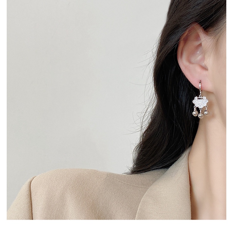 Bông Tai Đính Kim Cương Nhân Tạo Khóa An Toàn Cao Cấp Phong Cách Cổ Điển Sang Trọng Cho Nữ