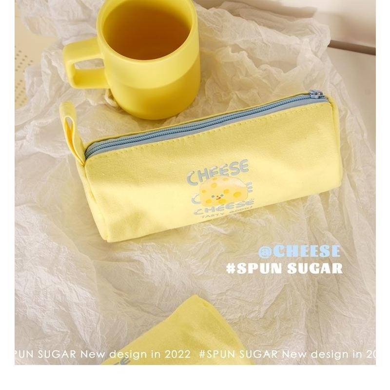 Túi Đựng Bút Màu Trơn Đơn Giản Sức Chứa Lớn Kiểu Phô Mai Và Phô Mai Nhật Bản